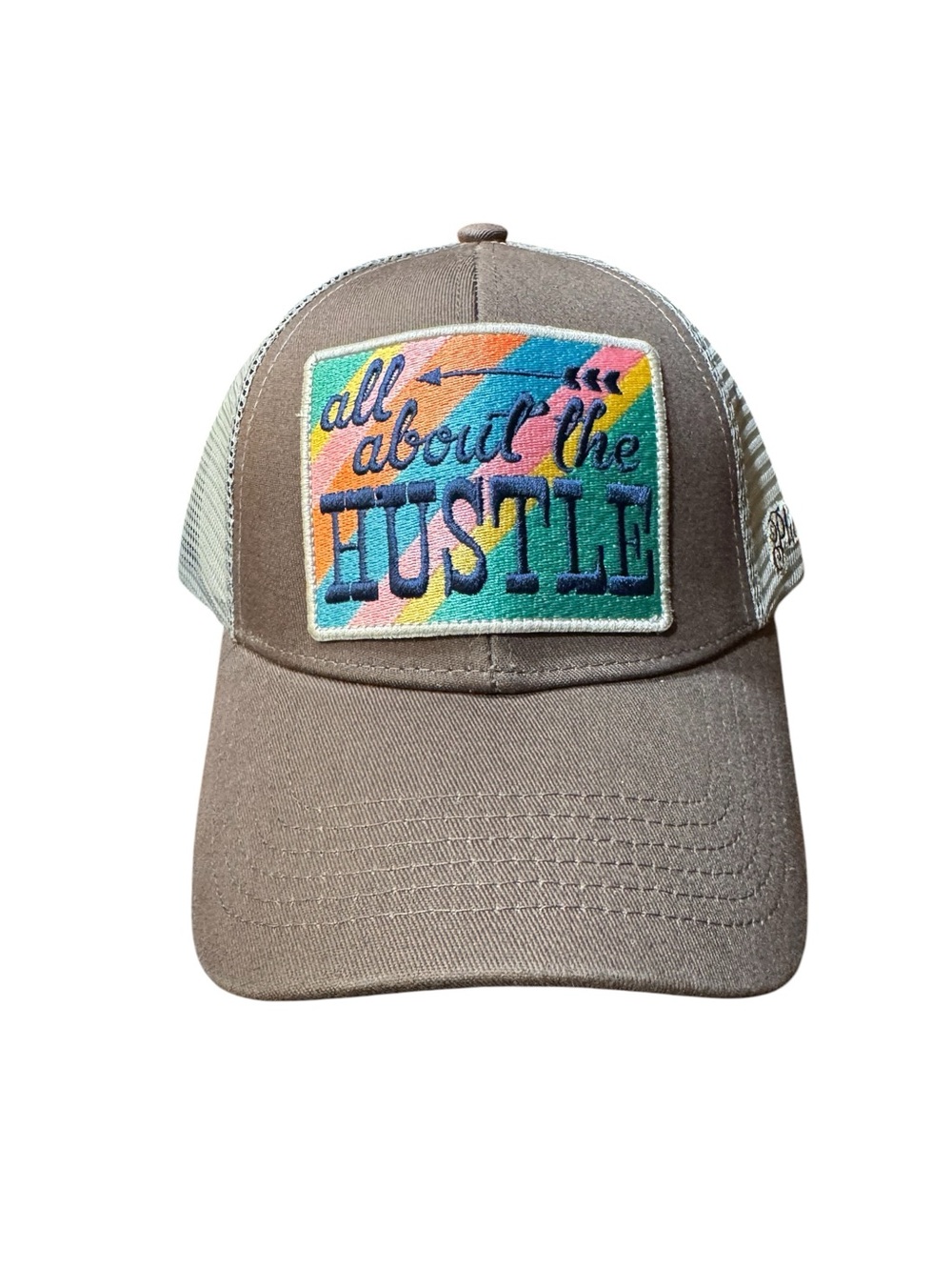 Plunder Taupe Trucker Hat with Multicolor Patch